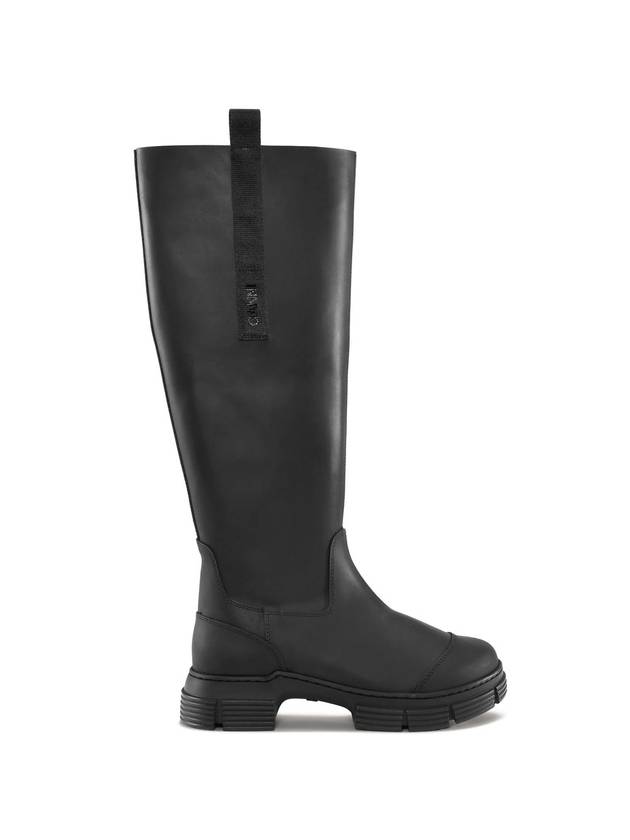 Knee High Rubber Long Boots Black - GANNI - BALAAN 1