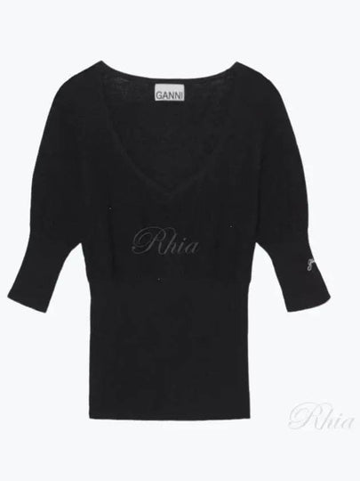 Women's Short Sleeve Knit Top Black - GANNI - BALAAN 2