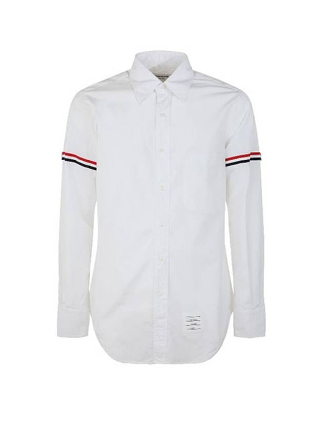 Men's Poplin Grosgrain Armband Classic Long Sleeve Shirt White - THOM BROWNE - BALAAN 2