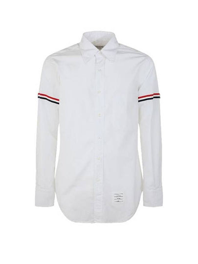 Men's Poplin Grosgrain Armband Classic Long Sleeve Shirt White - THOM BROWNE - BALAAN 2