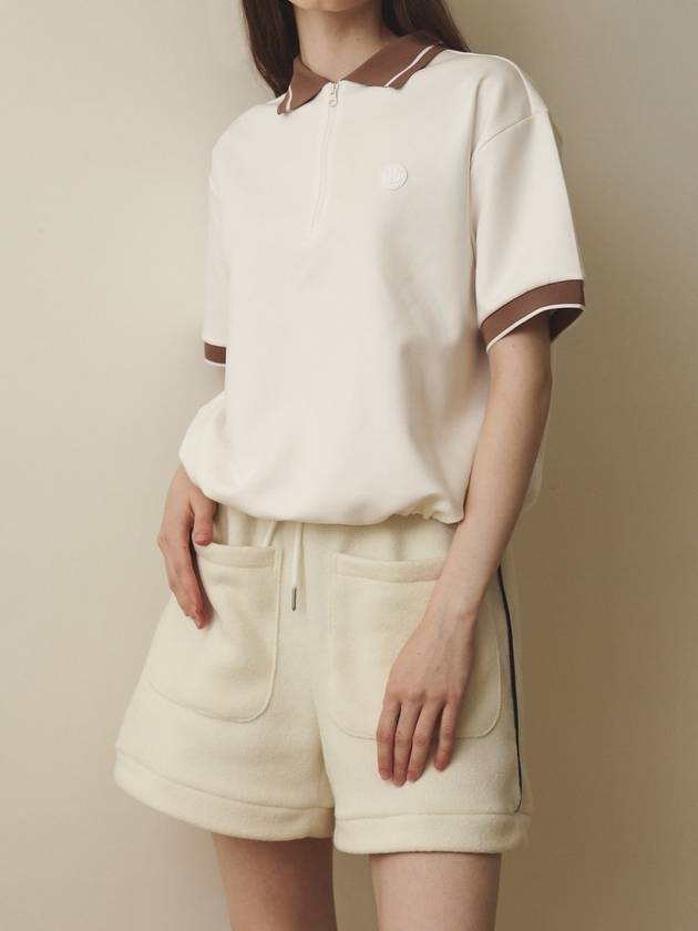 Brushed fleece line shorts Ivory - POSHERD - BALAAN 3