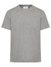 Embroidered Logo Cotton Short Sleeve T-Shirt Grey - AMI - BALAAN 2