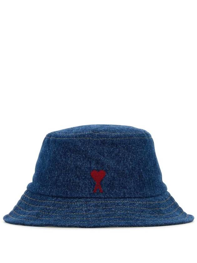 De Coeur Embroidered Denim Bucket Hat Blue - AMI - BALAAN 1