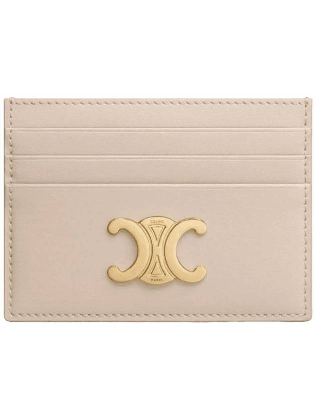 Triomphe Shiny Calfskin Card Holder Cappuccino - CELINE - BALAAN 1