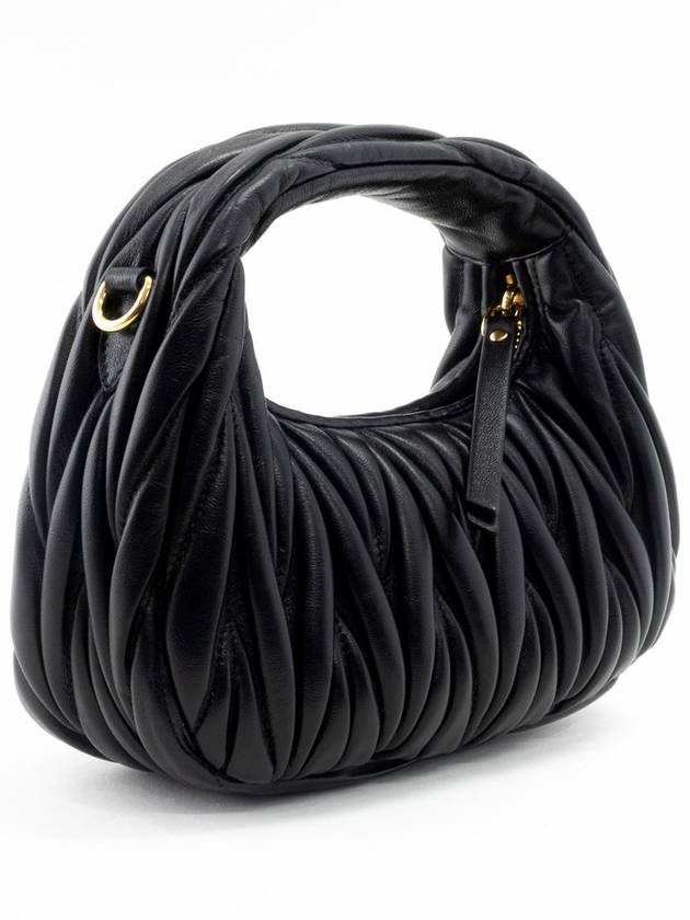 Wander Matelasse Nappa Leather Hobo Mini Bag Black - MIU MIU - BALAAN 5