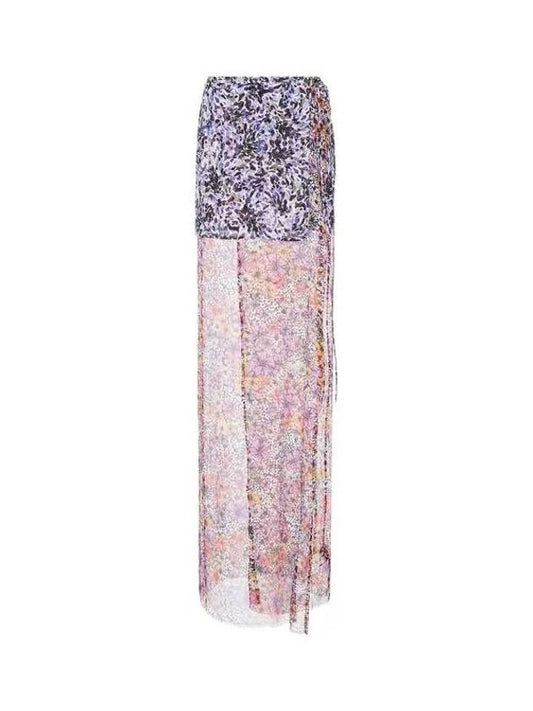 Floral Silk Maxi Wrap Skirt Purple - DRIES VAN NOTEN - BALAAN 1