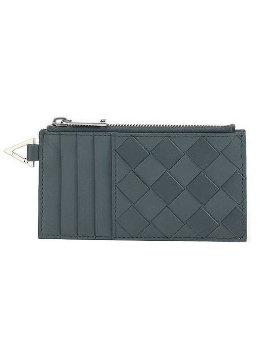 Silver Zipper Card Wallet Slate - BOTTEGA VENETA - BALAAN 1