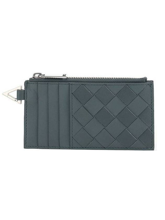 silver zipper card wallet slate - BOTTEGA VENETA - BALAAN 1