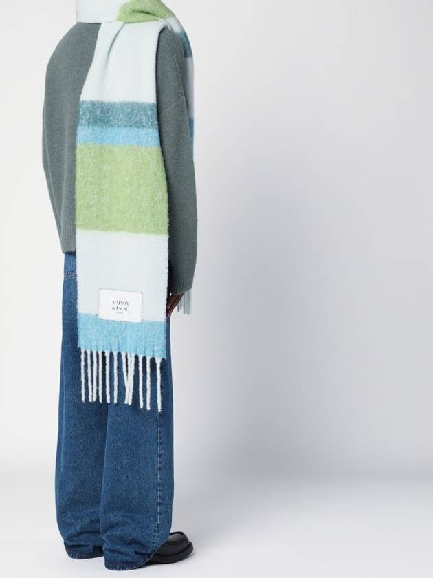 Alpaca Striped Muffler Shawl Blue Green - MAISON KITSUNE - BALAAN 7