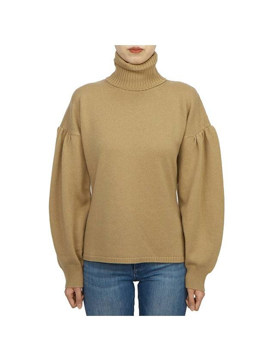 Maldive Puff Sleeve Wool Cashmere Turtleneck Camel - MAX MARA - BALAAN 2