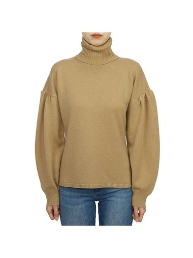 Maldive Puff Sleeve Wool Cashmere Turtleneck Camel - MAX MARA - BALAAN 1