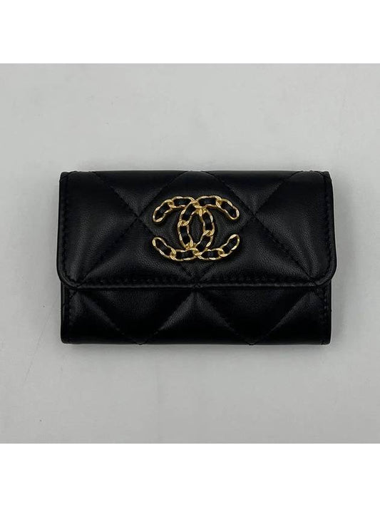 19 Flap Card Holder Lambskin Gold Metal Black AP1790 - CHANEL - BALAAN 2