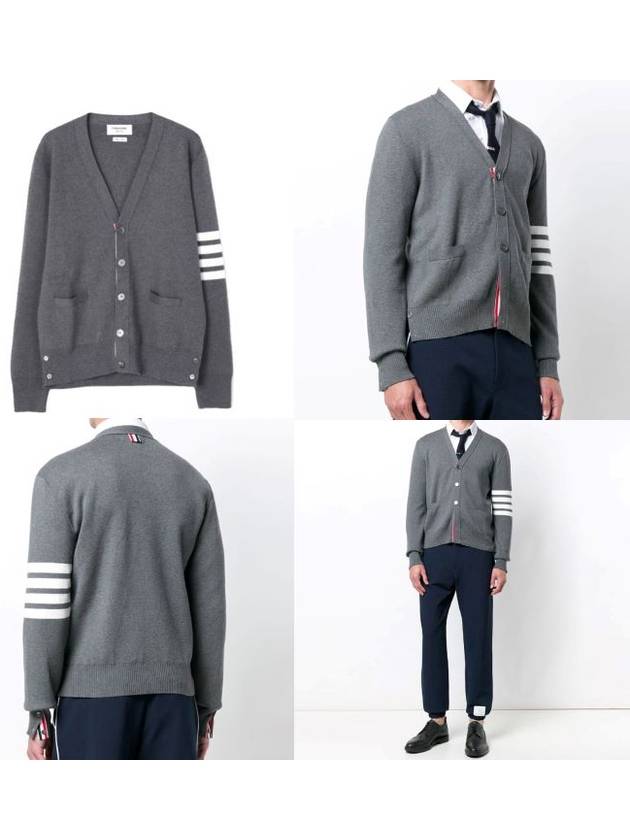 Milano Stitch 4-Bar Cardigan Medium Grey - THOM BROWNE - BALAAN 8