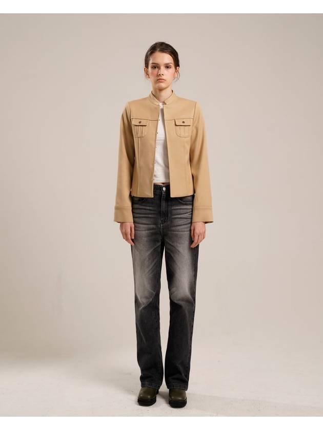 Pintuck rivet jacket beige - TUDE - BALAAN 3