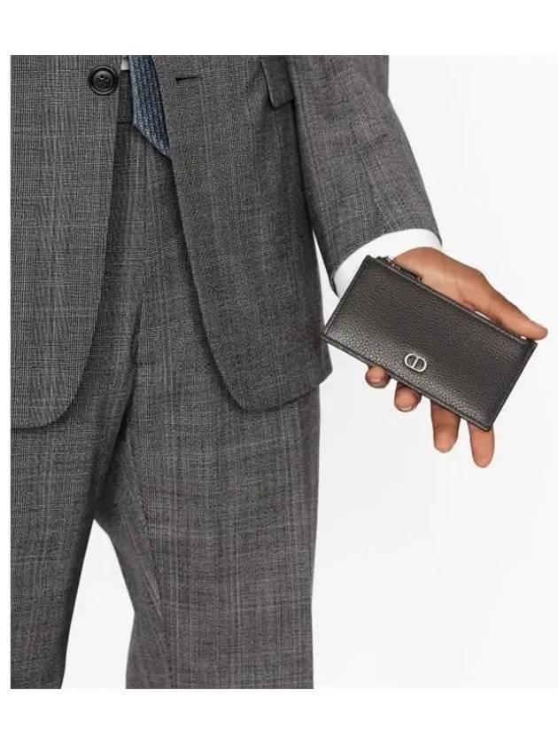 Grain Leather Silver Logo Zipper Card Wallet Black - DIOR - BALAAN 7