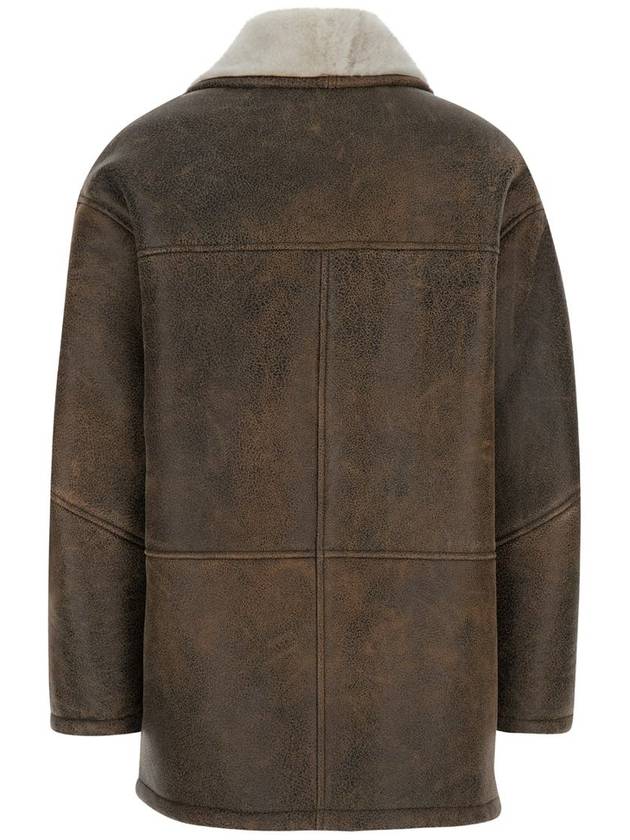 Brown Jacket With Shearling Trim In Leather Woman - BLANCHA - BALAAN 1