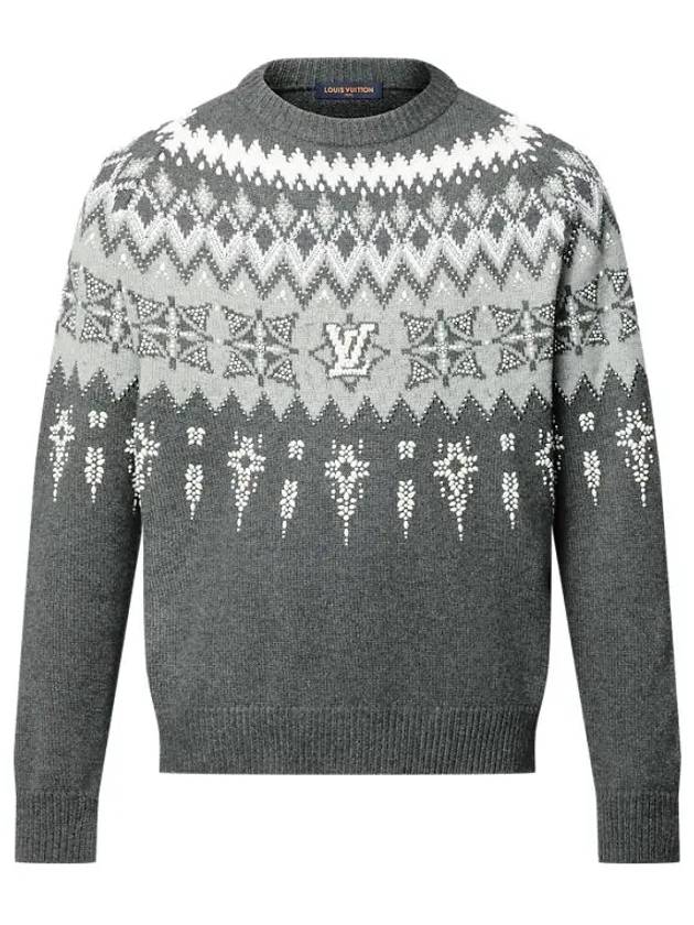 Embellished Wool Cashmere Blend Knit Top Grey - LOUIS VUITTON - BALAAN 2