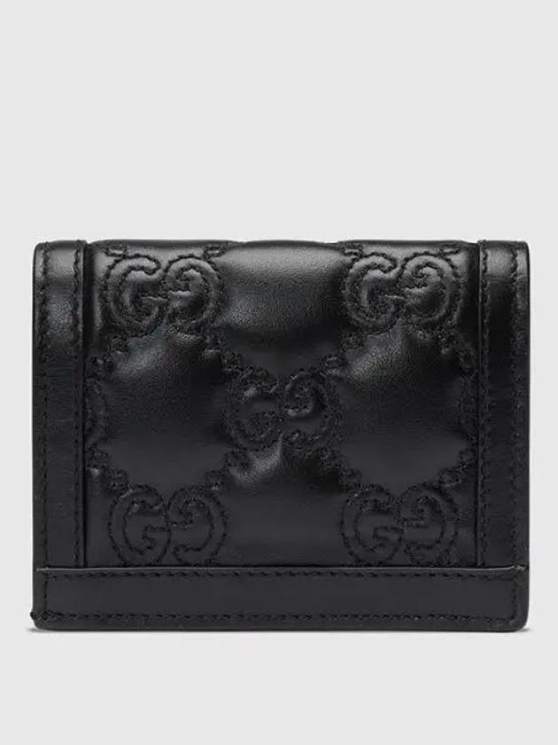 GG Matelasse Case Leather Card Wallet Black - GUCCI - BALAAN 3