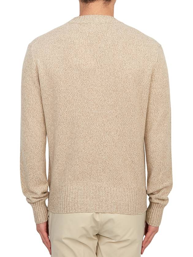 Men's Tonal Cashmere Crew Neck Sweater Champagne - AMI - BALAAN 5