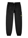 Wappen Patch Cotton Fleece Track Pants Black - STONE ISLAND - BALAAN.