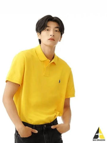 Custom Slim Fit Mesh Polo Shirt Yellow - POLO RALPH LAUREN - BALAAN 1