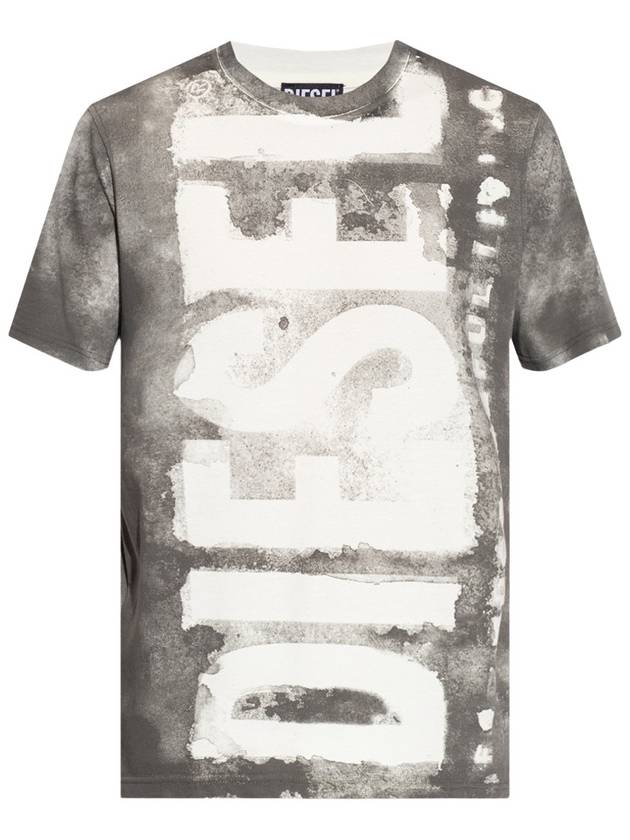 T Just G12 Logo Cotton Short Sleeve T-Shirt Grey - DIESEL - BALAAN 2