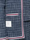 Women's Small Hairline CheckTweed Cardigan Navy - THOM BROWNE - BALAAN 3