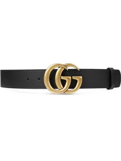 GG Marmont Buckle Leather Belt Black - GUCCI - BALAAN 2