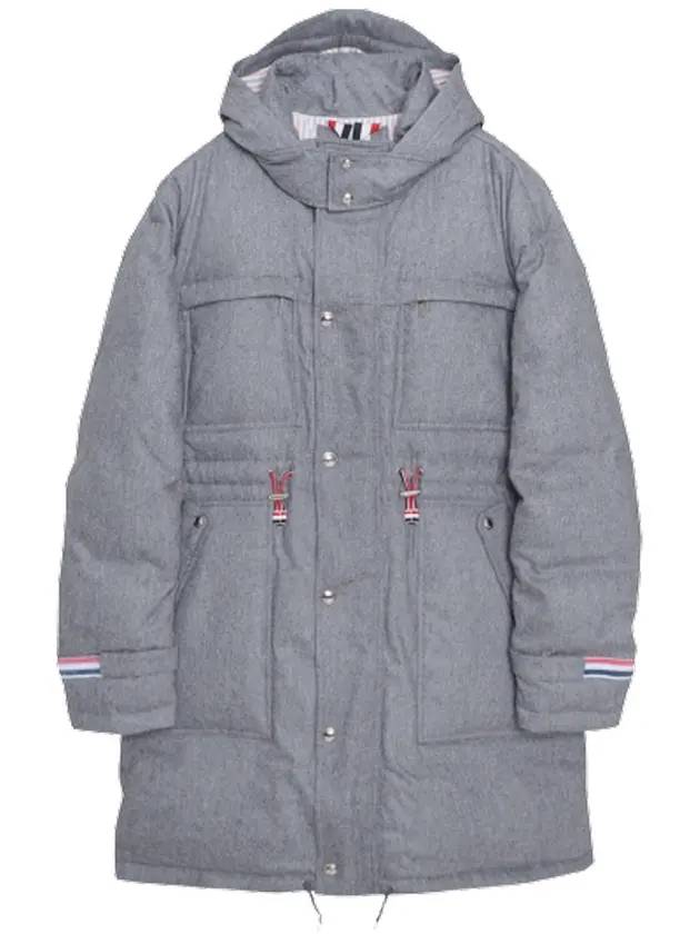 Wool Voile Tech Down Field Padding Grey - THOM BROWNE - BALAAN 1