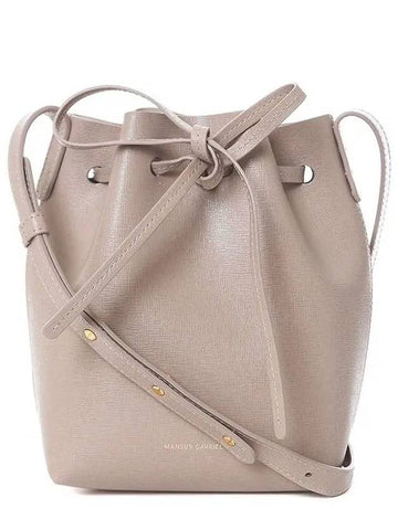 Gold logo Saffiano mini bucket bag HMM010SA BEIGE - MANSUR GAVRIEL - BALAAN 1