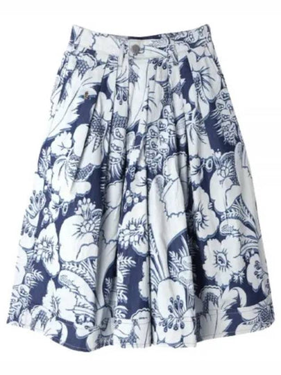 Culottes Flower Print Cotton Pleated Skirt White Navy - VIVIENNE WESTWOOD - BALAAN 2