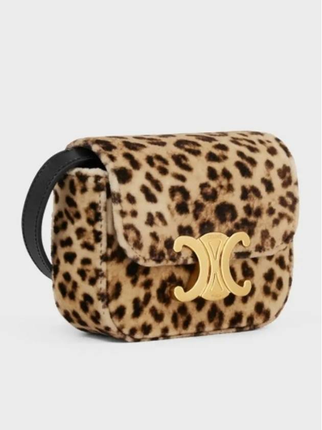 Mini Claude Leopard Print Velvet Cross Bag - CELINE - BALAAN 5