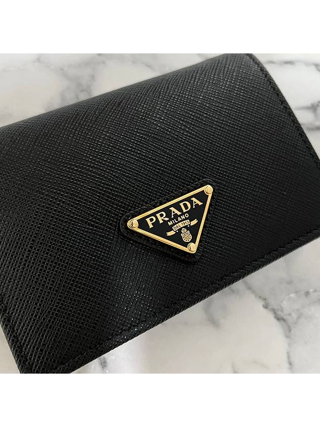 Small Saffiano Leather Half Wallet Black - PRADA - BALAAN 9