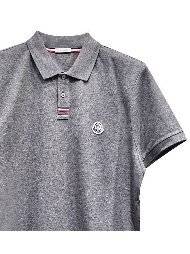 Logo Patch Short Sleeve Polo Shirt Grey - MONCLER - BALAAN 6