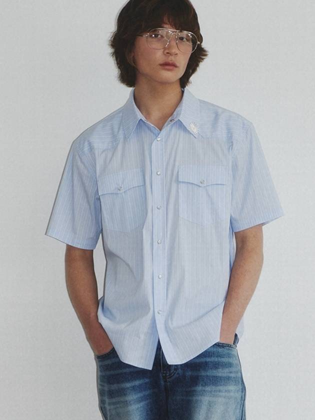 Western Stripe Pattern Shirt_Sky Blue - KINETO - BALAAN 1