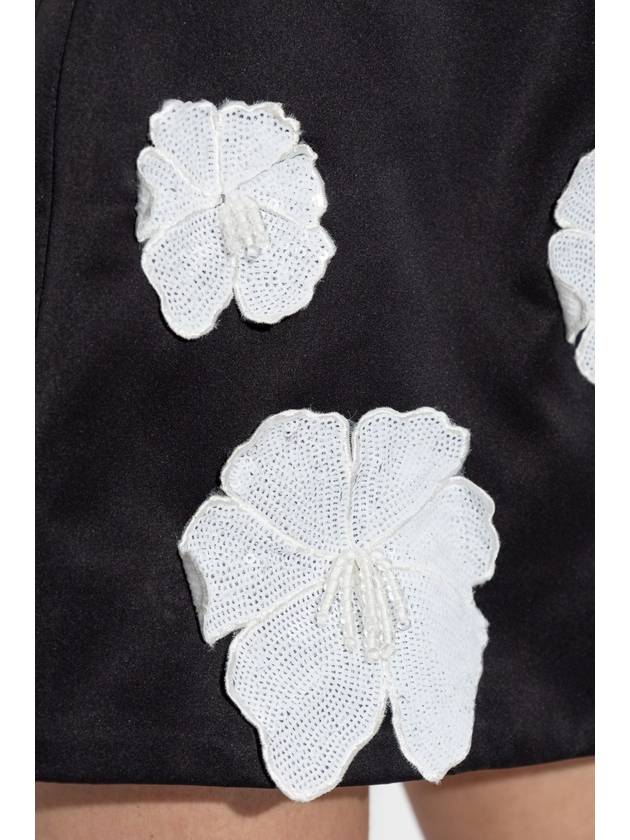 ROTATE Skirt With Floral Motif Appliqués, Women's, Black - ROTATE - BALAAN 5