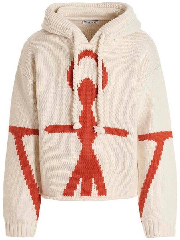 Anchor Logo Oversized Knit Hoodie White - JW ANDERSON - BALAAN 1