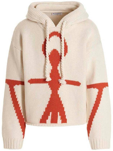 Anchor Logo Oversized Knit Hoodie White - JW ANDERSON - BALAAN 1