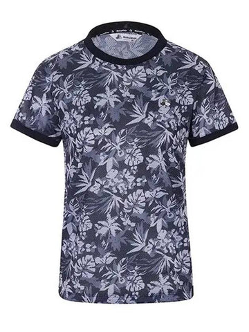 Dot Flower Print Mesh Short Sleeve T-Shirt 9411LZOUNAVY - BLACK&WHITE - BALAAN 1