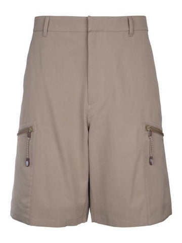 Zip Detail Bermuda Shorts Beige - DIOR - BALAAN 1