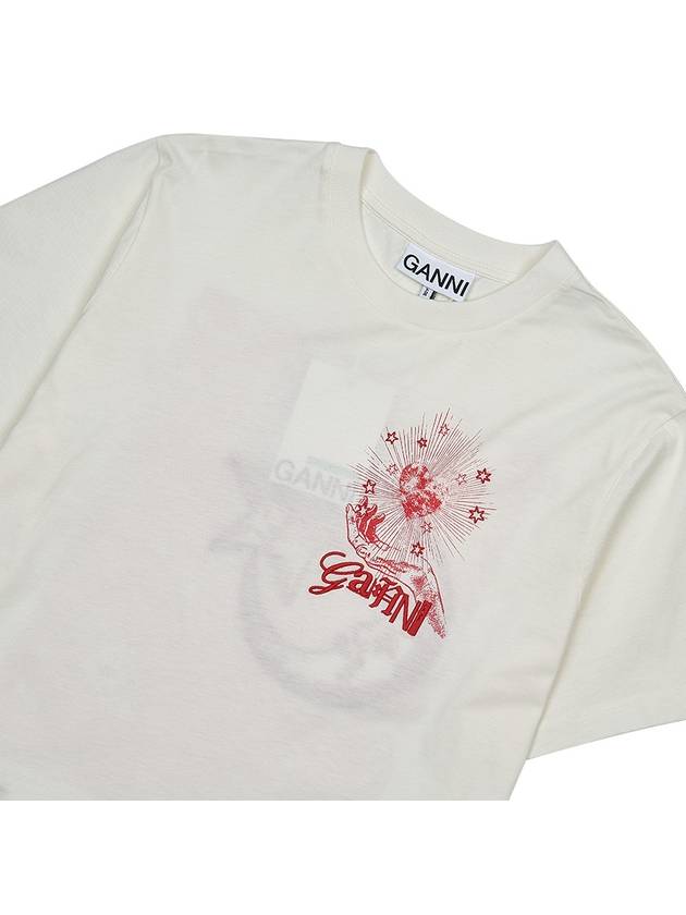 Logo Print Crew Neck Short Sleeve T Shirt White - GANNI - BALAAN 5