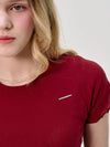 Lace Eyelet Half Sleeve T Shirt_Red - SORRY TOO MUCH LOVE - BALAAN 3