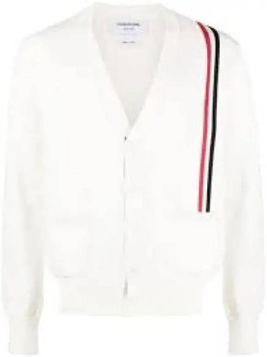 RWB Striped Intarsia Cotton Cardigan White - THOM BROWNE - BALAAN 2