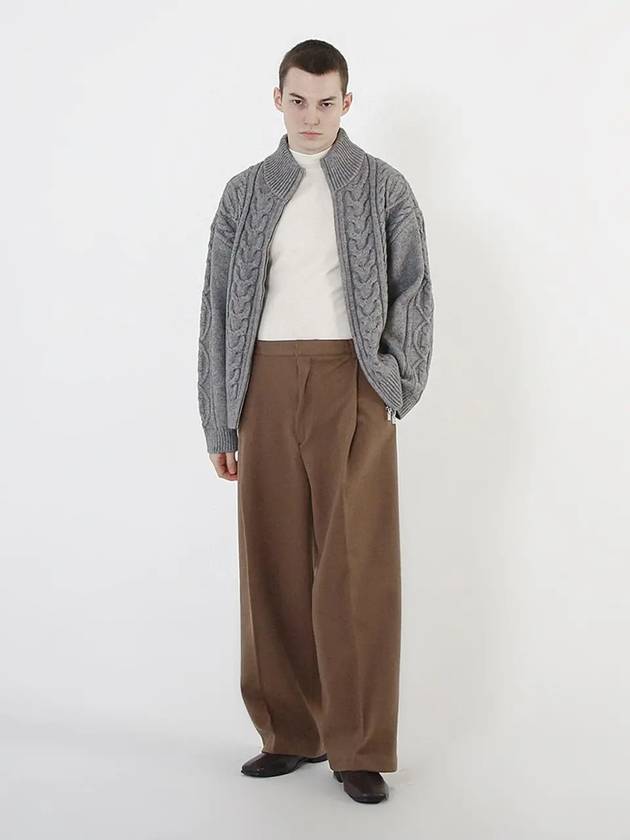 One Tuck Banding Wool Slacks Brown - CHANCE'S NOI - BALAAN 2