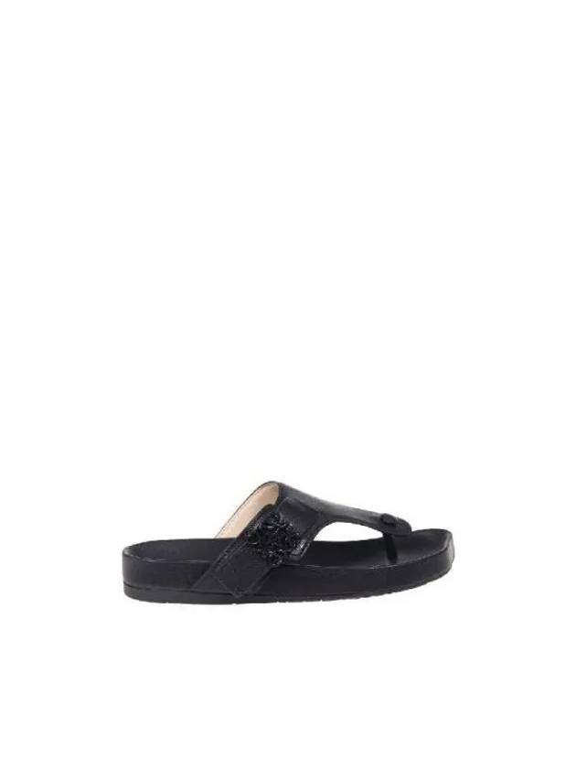 Anagram Thong Leather Flip Flop Sandals Black - LOEWE - BALAAN 3