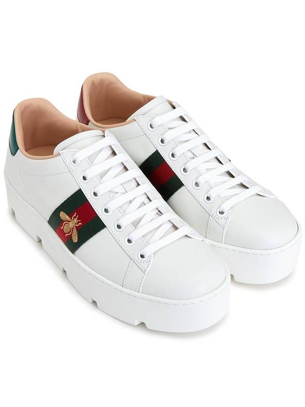 Ace Embroidered Bee Platform Low Top Sneakers White - GUCCI - BALAAN 4