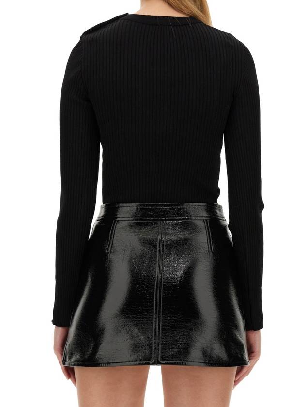 Shoulder Snap Rib Knit Top Black - COURREGES - BALAAN 5