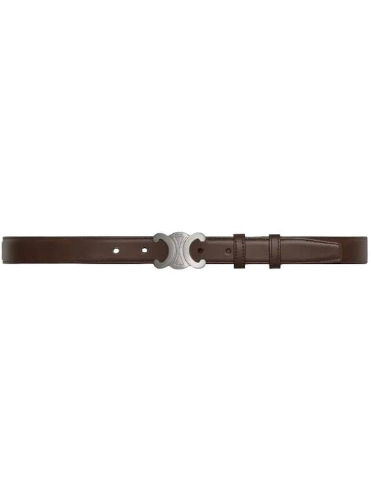 silver Triomphe calfskin belt brown - CELINE - BALAAN.