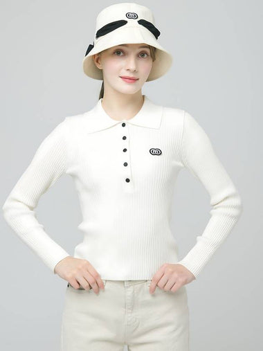 Doyou Know MC Women s Soft Rib Tissue Shirt Collar Slim Fit Ivory Knit DO6242KT12 - DOYOUKNOWMC GOLF WEAR - BALAAN 1