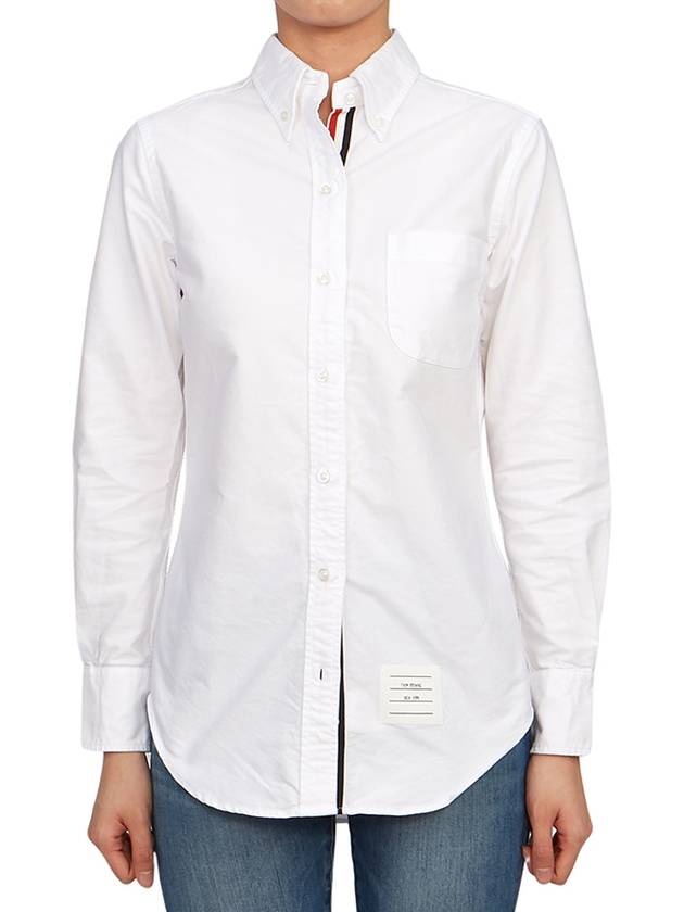 Button Down Cotton Oxford Long Sleeve Shirt White - THOM BROWNE - BALAAN 4